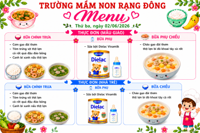 Thực đơn thứ ba ngày 02/06/2026