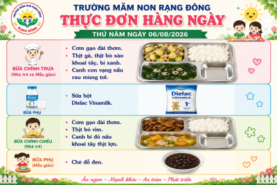 Thực đơn thứ năm ngày 06/08/2026