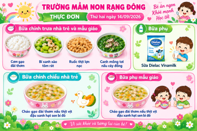 Thực đơn thứ hai ngày 14/09/2026