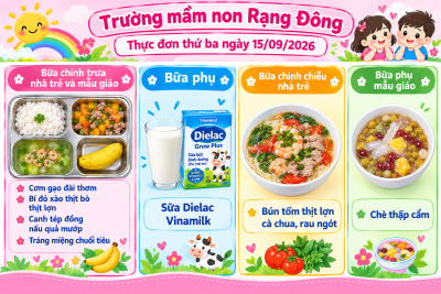 Thực đơn thứ ba ngày 15/09/2026