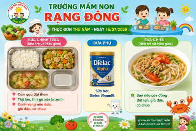 Thực đơn thứ năm ngày 16/07/2026