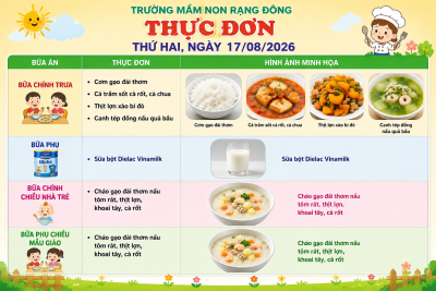 Thực đơn thứ hai ngày 17/08/2026