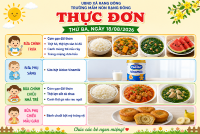 Thực đơn thứ ba ngày 18/08/2026