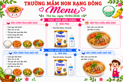 Thực đơn thứ ba ngày 19/5/2026