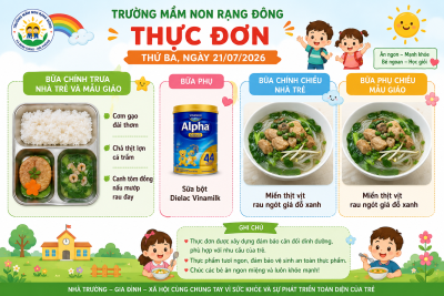 Thực đơn thứ ba ngày 21/07/2026