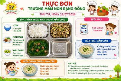 Thực đơn thứ tư ngày 22/07/2026