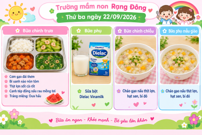 Thực đơn thứ ba ngày 22/09/2026