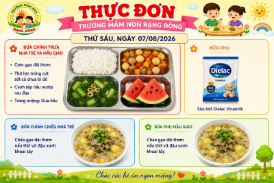 Thực đơn thứ sáu ngày 07/08/2026