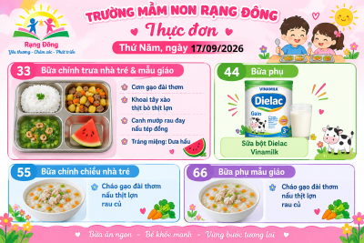 Thực đơn thứ năm ngày 17/09/2026