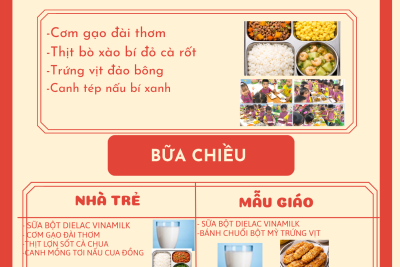 Thực đơn thứ 5 ngày 26/03/2026