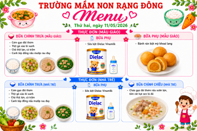 Thực đơn thứ hai ngày 11/5/2026