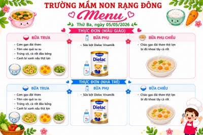 Thực đơn thứ ba ngày 05/05/2026