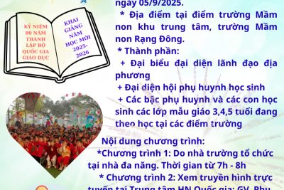 Thông báo của trường Mầm non Rạng Đông xã Rạng Đông về Thời gian tổ chức “Ngày hội đến trường của bé ” Năm học 2025- 2026