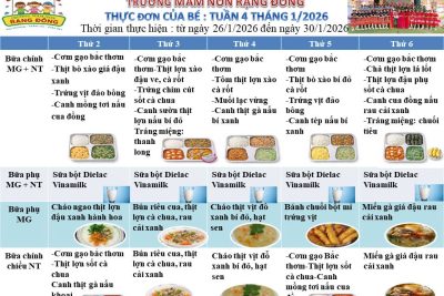 Thực đơn thứ tư ngày 07/01/2026