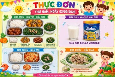 Thực đơn thứ năm ngày 03/09/2026