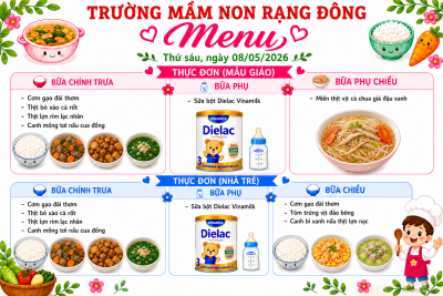 Thực đơn thứ 6 ngày 08/05/2026