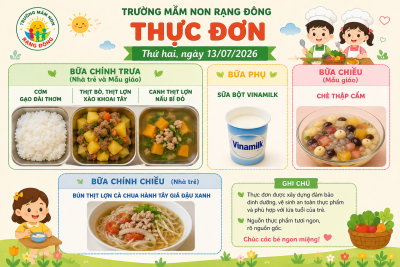 Thực đơn thứ 2 ngày 13/7/2026