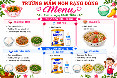 Thực đơn thứ ba ngày 07/07/2026