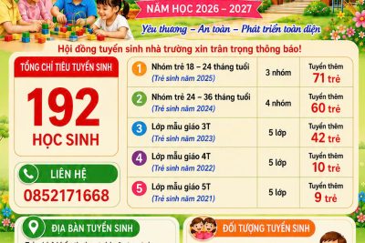 Trường mầm non Rạng Đông thông báo tuyển sinh năm học 2026-2027